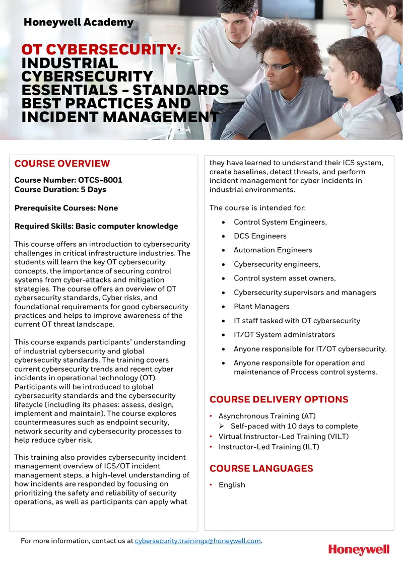 Industrial Cybersecurity Essentials Training Course