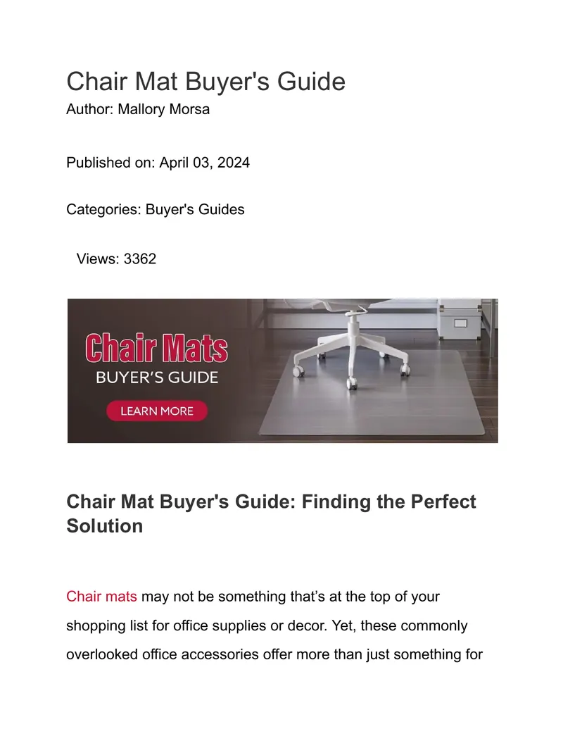Chair Mat Buyer's Guide for Office Use