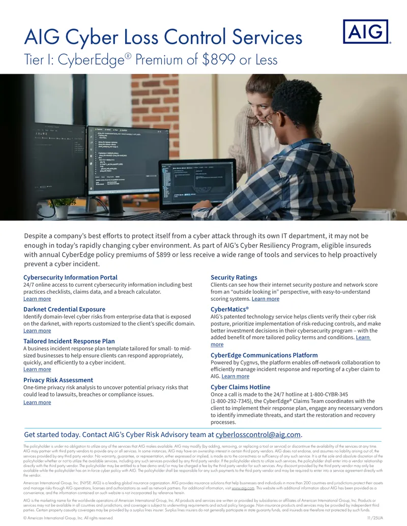 AIG Cyber Loss Control Services Overview