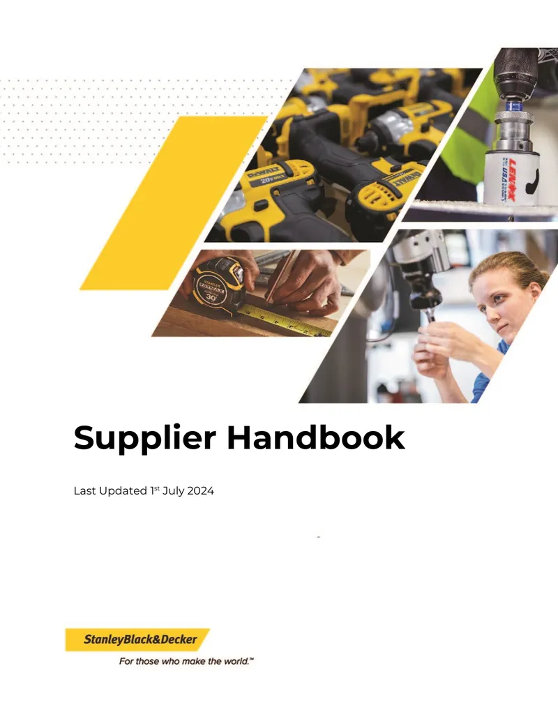 Supplier Handbook for Stanley Black & Decker