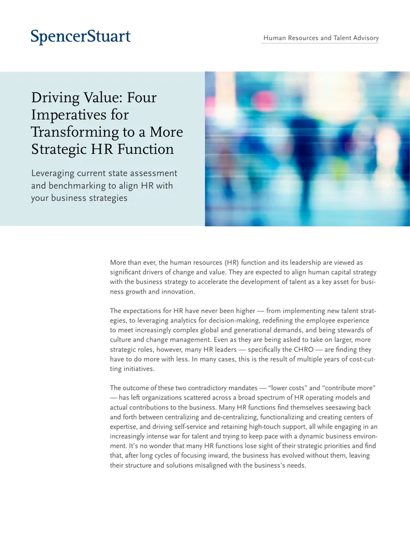 Transforming to a More Strategic HR Function