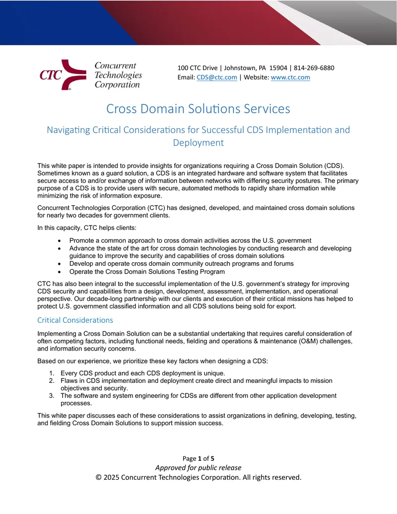 Cross Domain Solutions Implementation Considerations