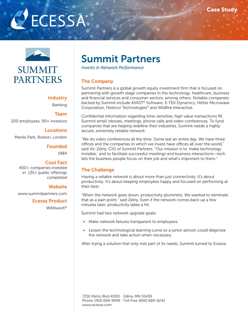 Summit Partners Network Performance Case Study