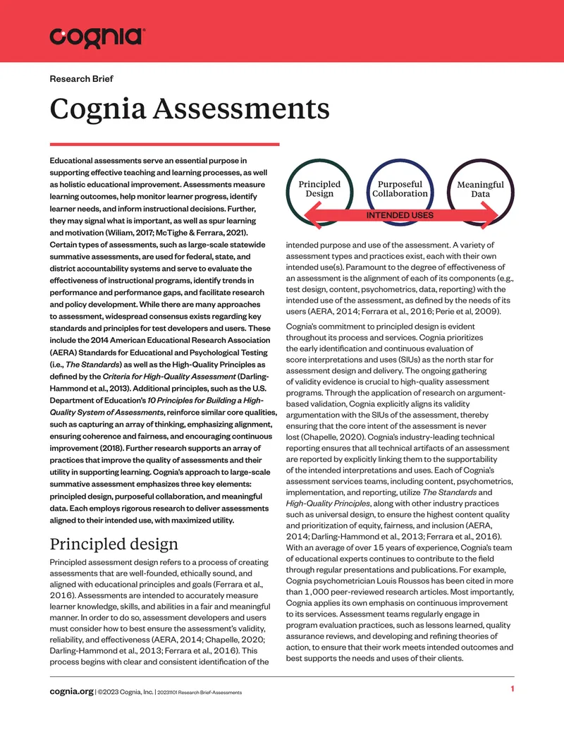 Cognia Assessments Design and Collaboration Framework