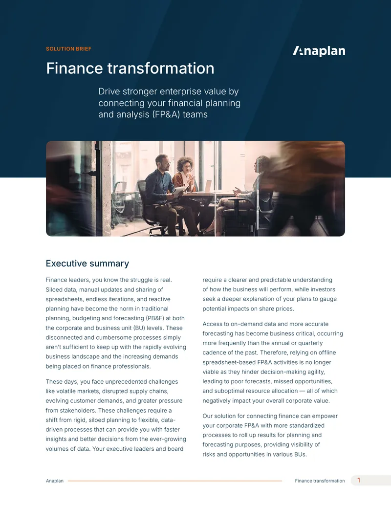 Finance Transformation Solution Brief