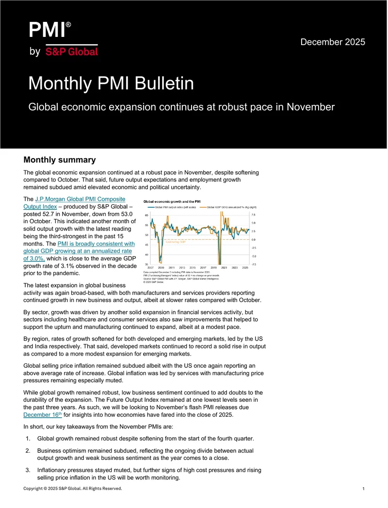 Monthly PMI Bulletin for November 2025