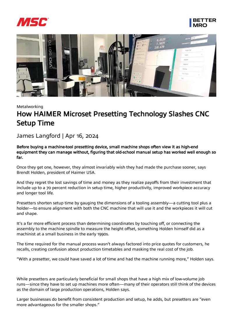 HAIMER Microset Presetting Technology Overview