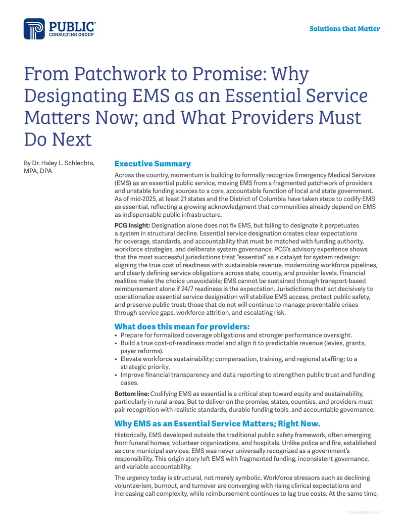 Designating EMS as an Essential Public Service