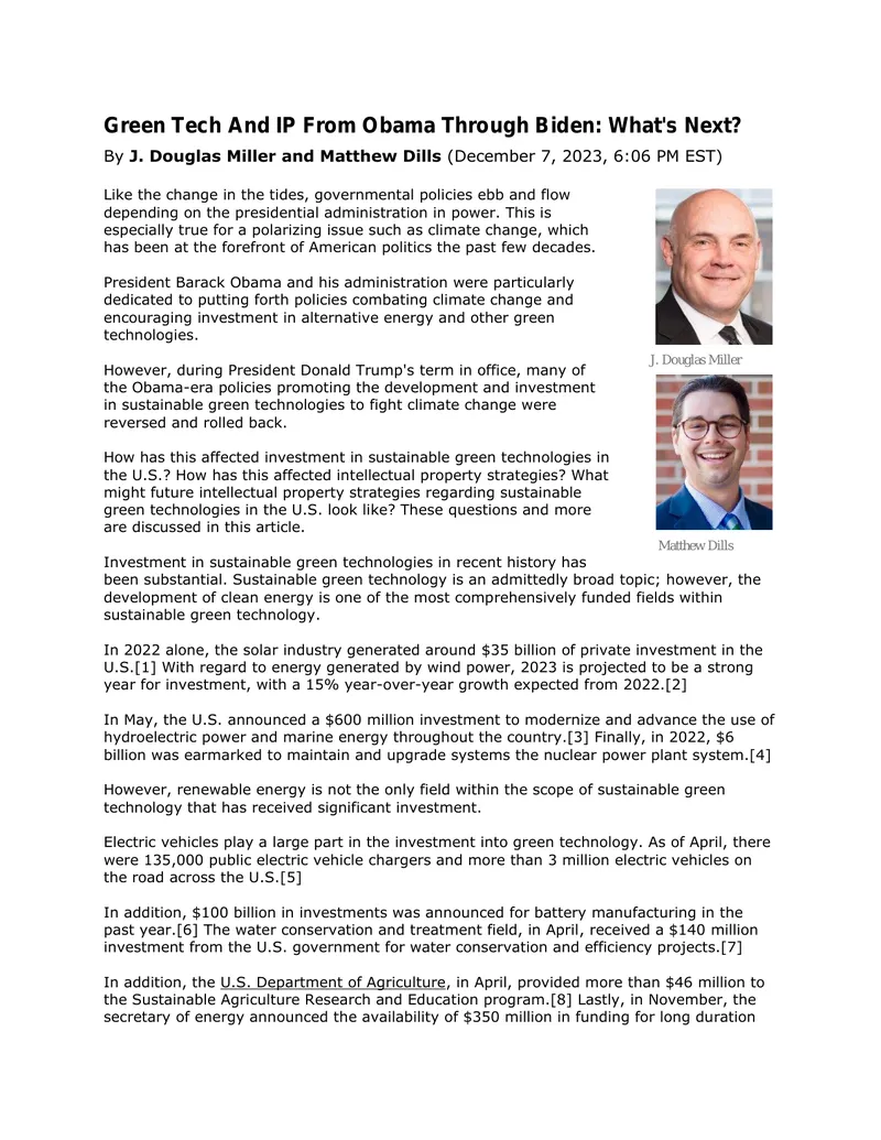 Green Technology and Intellectual Property Strategies