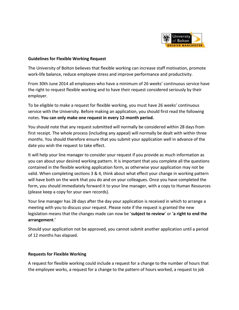 Guidelines for Flexible Working Requests