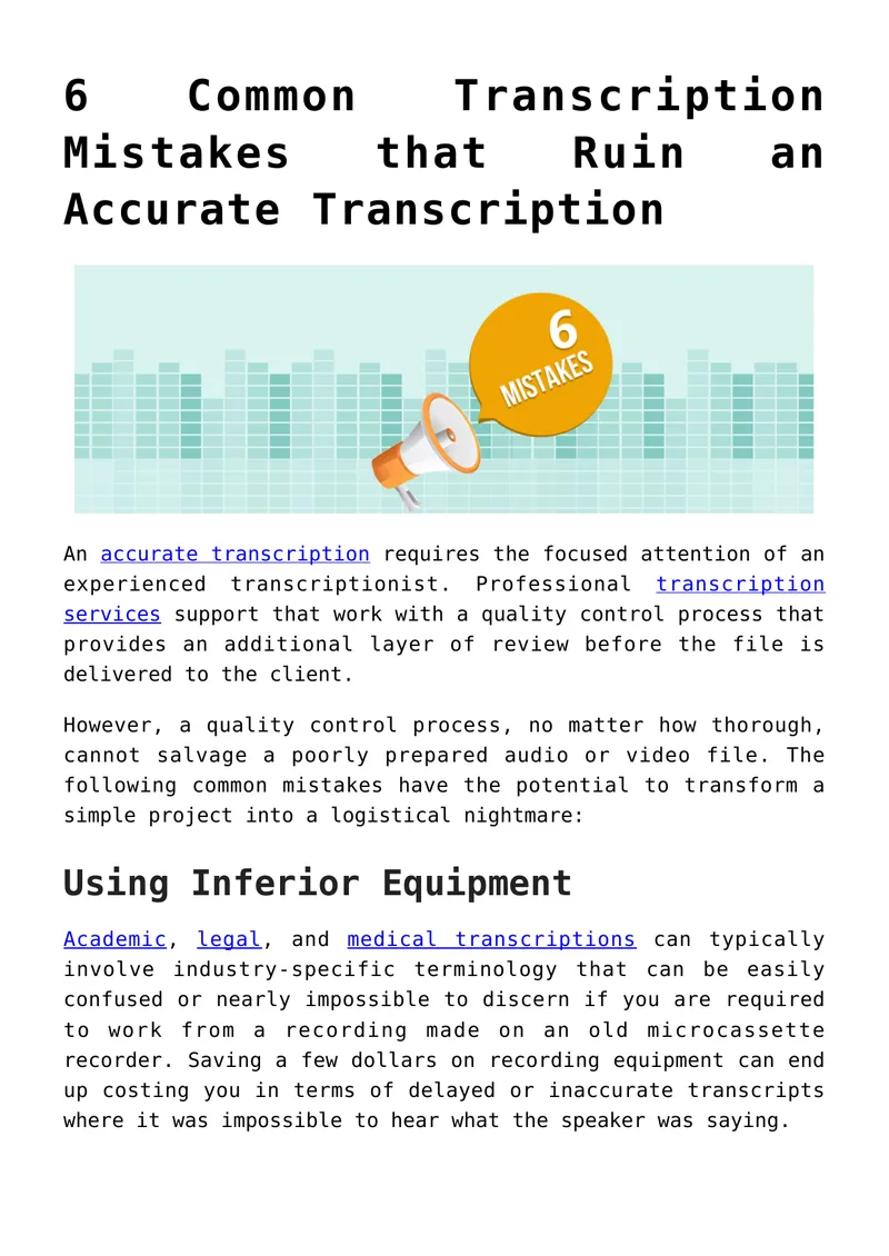 Common Transcription Mistakes Affecting Accuracy