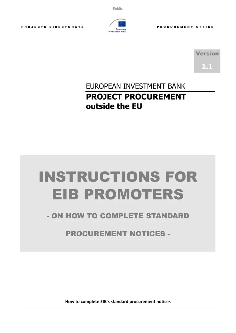 Instructions for Completing EIB Procurement Notices