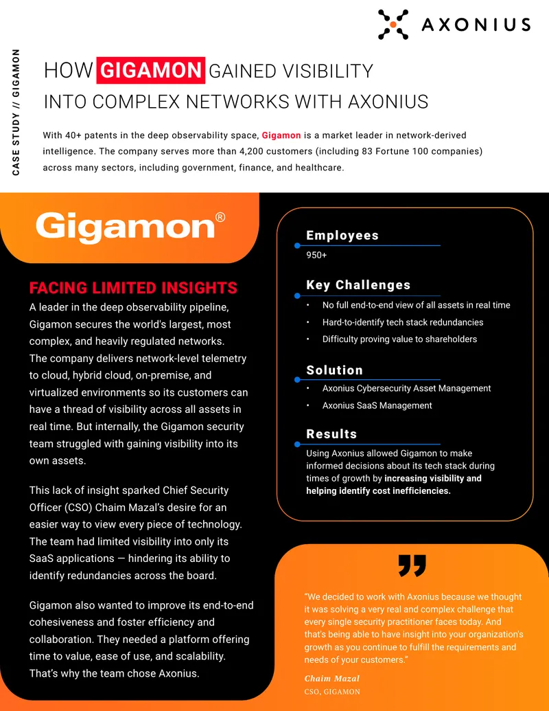 Gigamon Case Study on Asset Management with Axonius