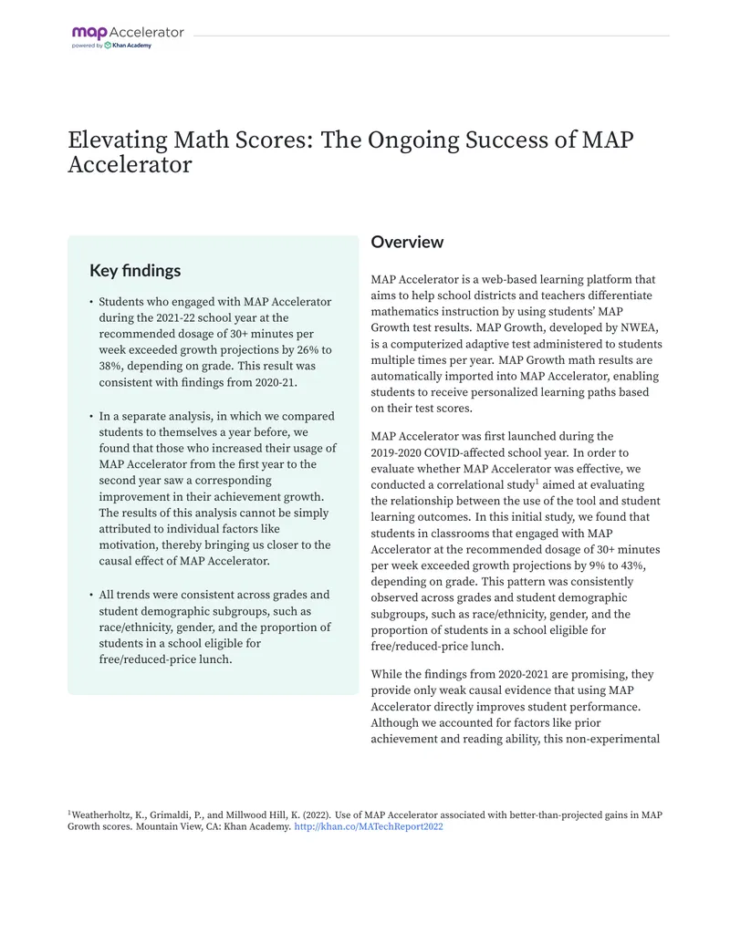 Impact of MAP Accelerator on Student Math Growth