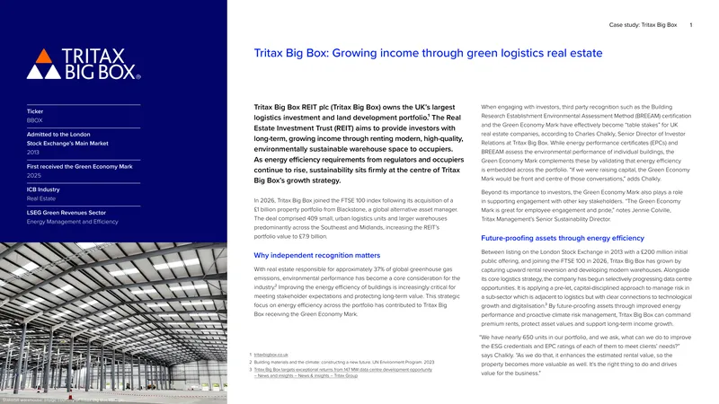 Tritax Big Box REIT Sustainability Case Study