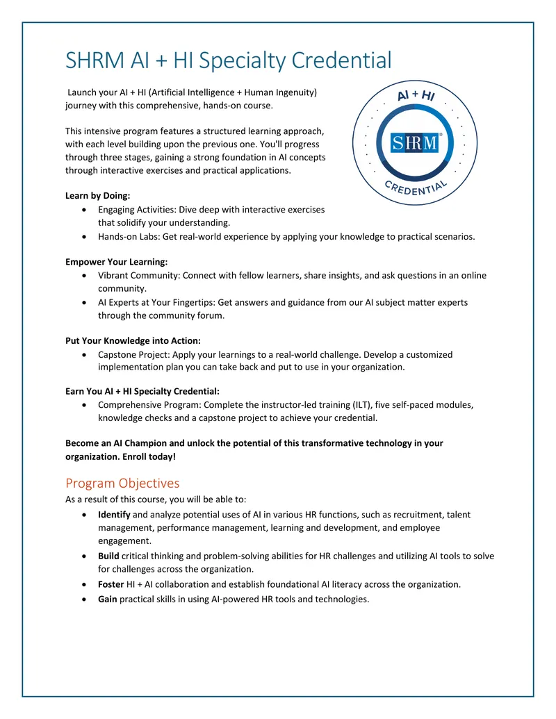 AI and Human Ingenuity Specialty Credential Program