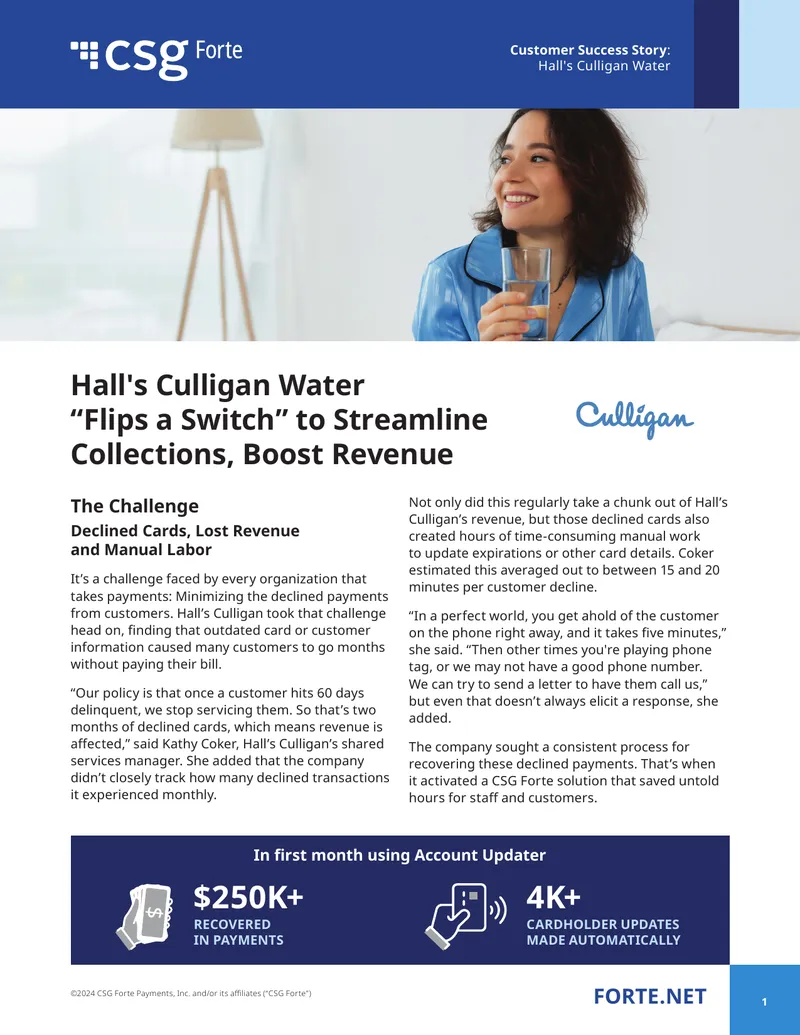 Hall's Culligan Water Payment Recovery Case Study