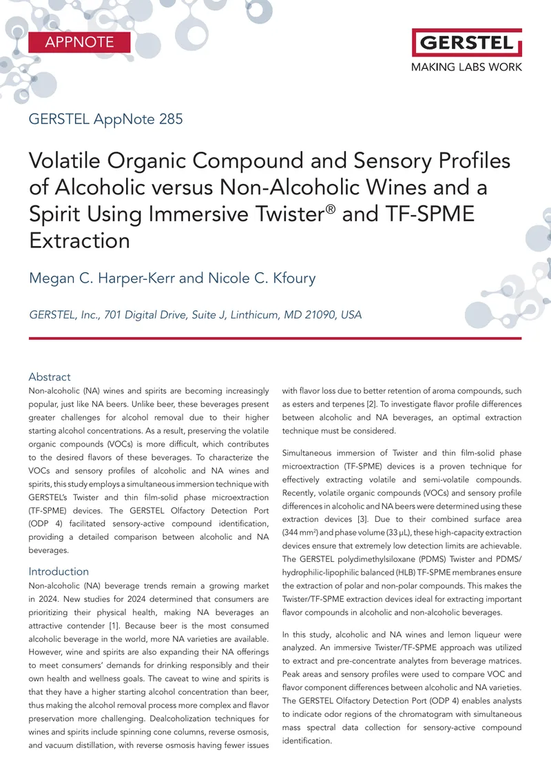 Volatile Organic Compound Analysis of Wines and Spirits