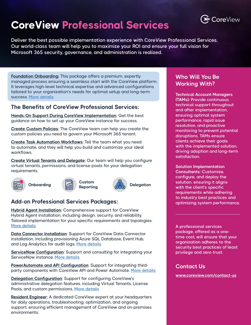 CoreView Professional Services Implementation Guide