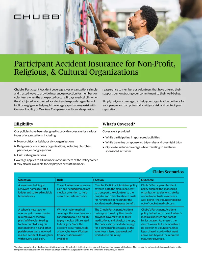 Participant Accident Insurance for Non-Profit Organizations