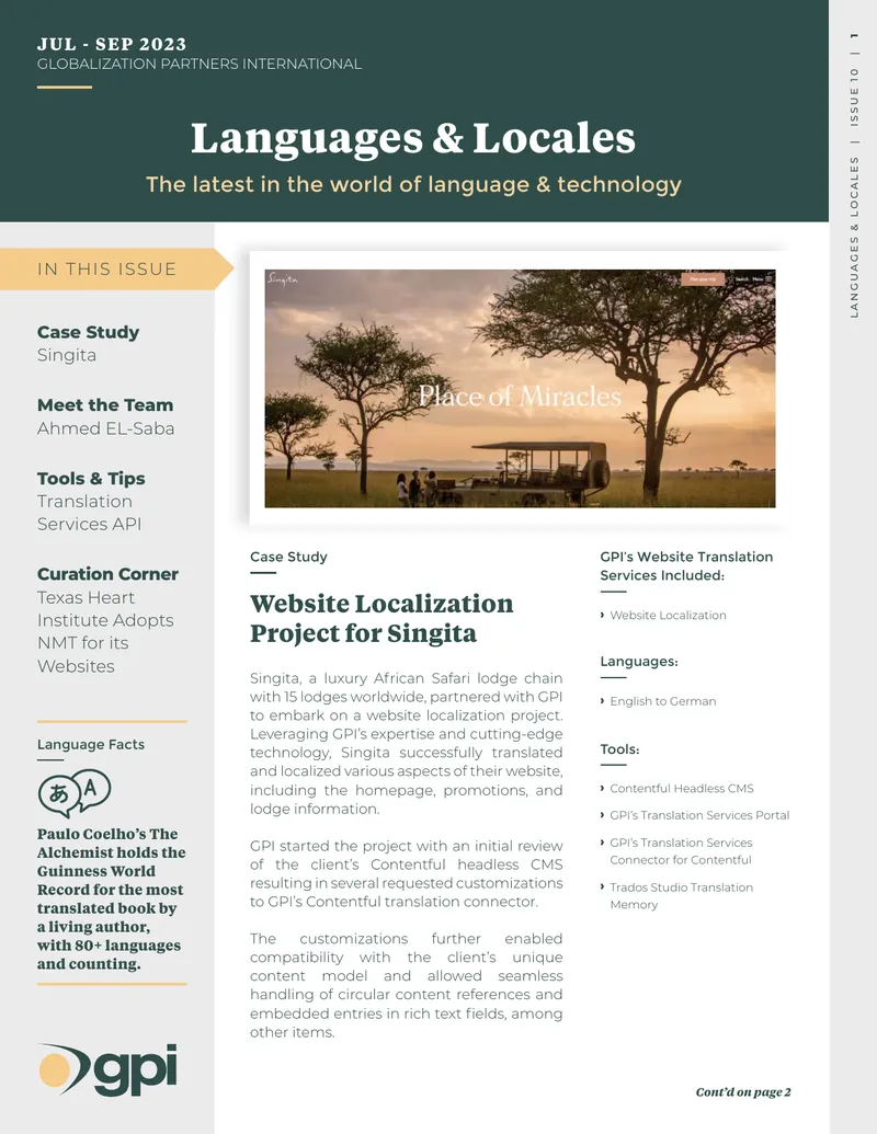 Website Localization Project for Singita