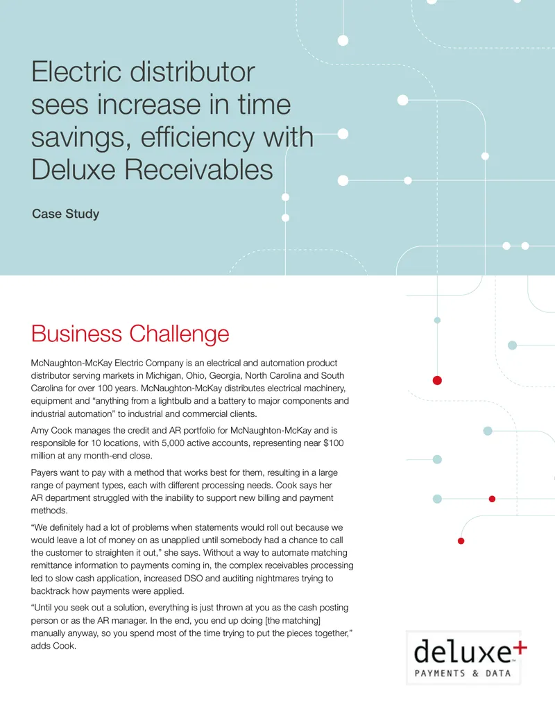 Electric Distributor Improves Efficiency with Deluxe Receivables