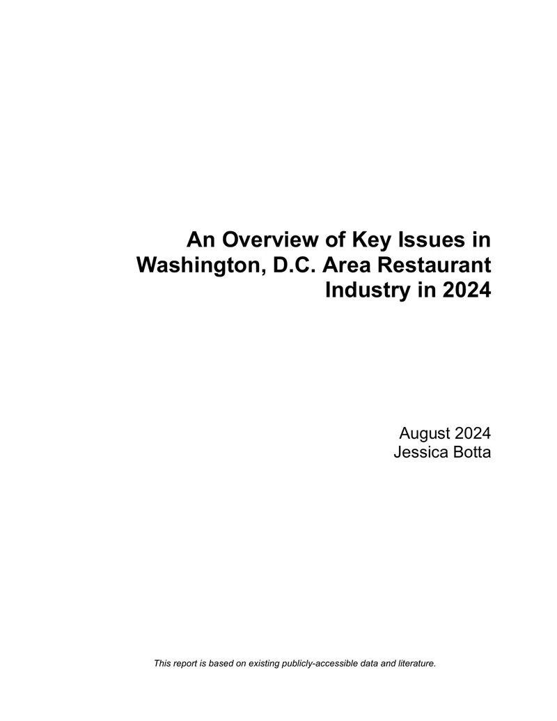 Key Issues in Washington D.C. Area Restaurant Industry 2024