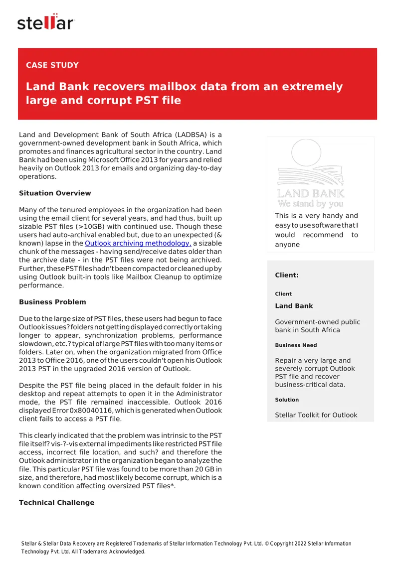 Land Bank PST File Recovery Case Study