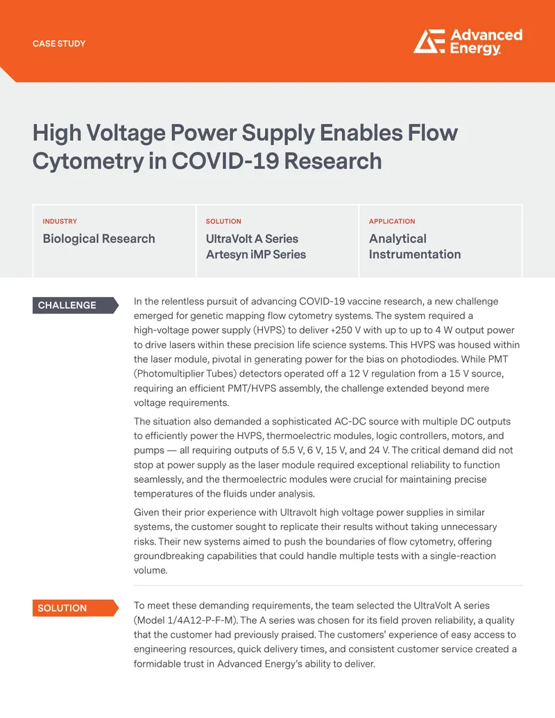 High Voltage Power Supply for Flow Cytometry Research