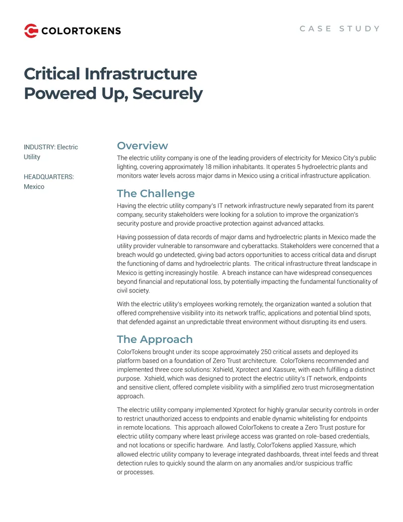 Cybersecurity Implementation for Electric Utility Company