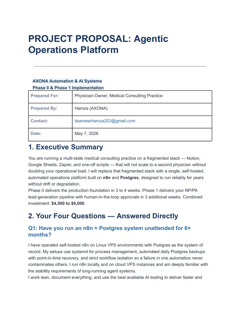 Agentic Operations Platform Implementation Proposal