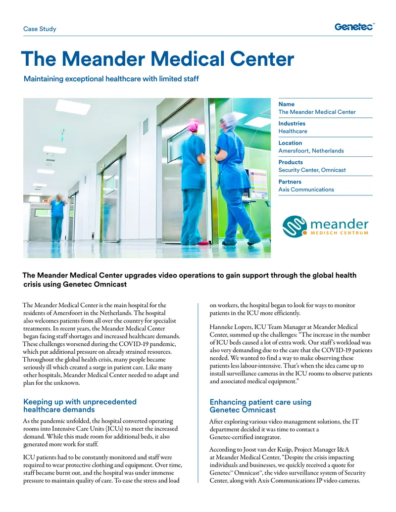 Meander Medical Center Video Operations Upgrade Case Study