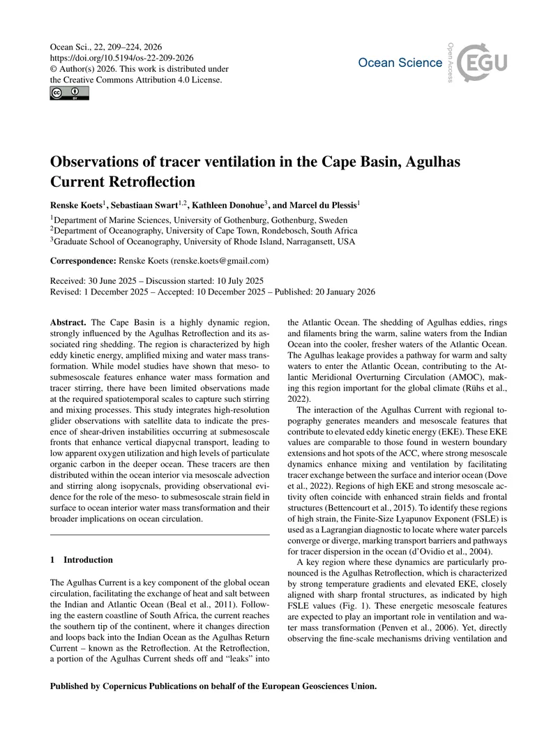 Tracer Ventilation Observations in the Cape Basin