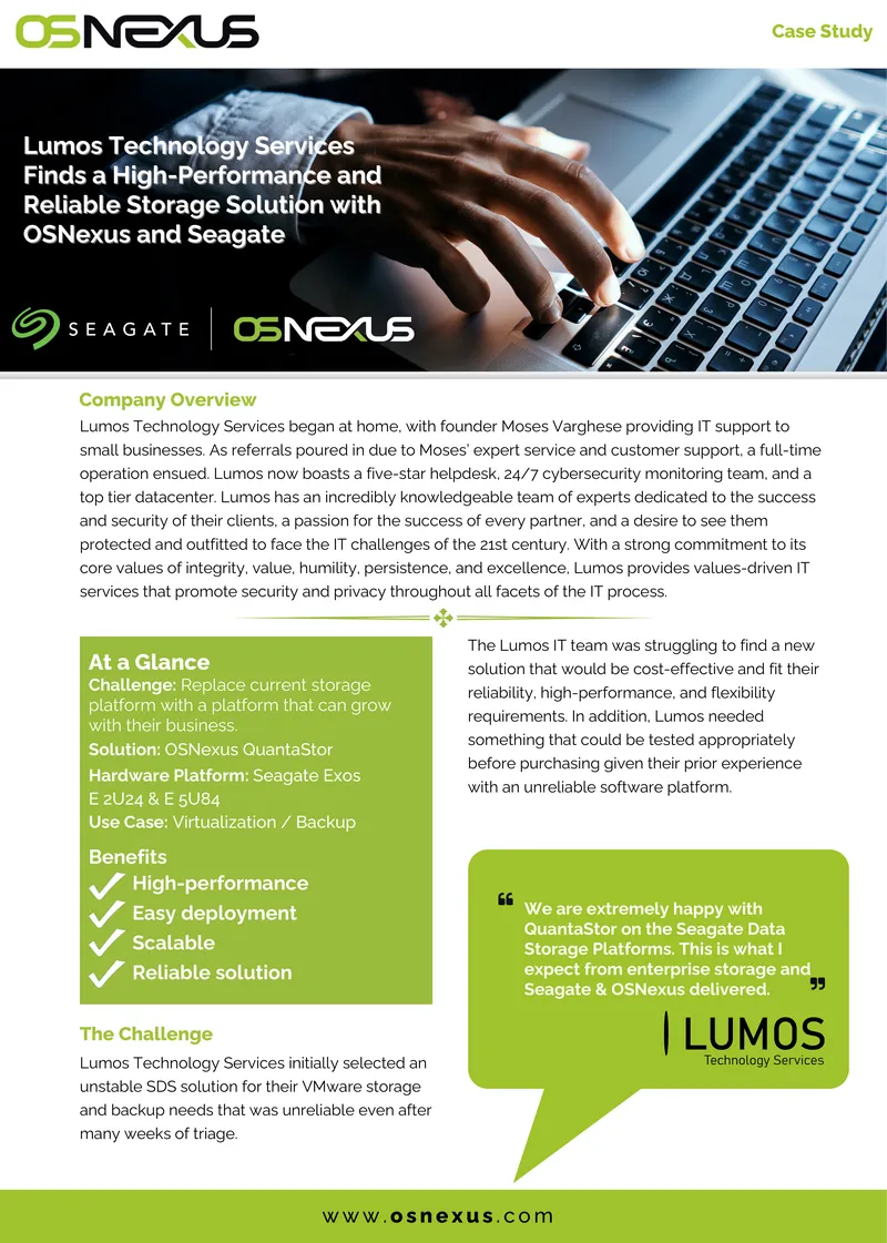 Lumos Technology Services Storage Solution Case Study