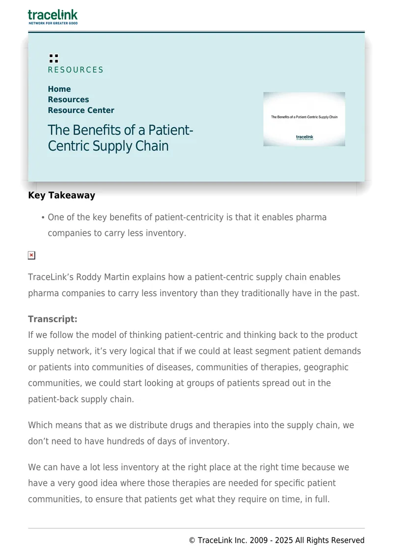 Benefits of a Patient-Centric Supply Chain
