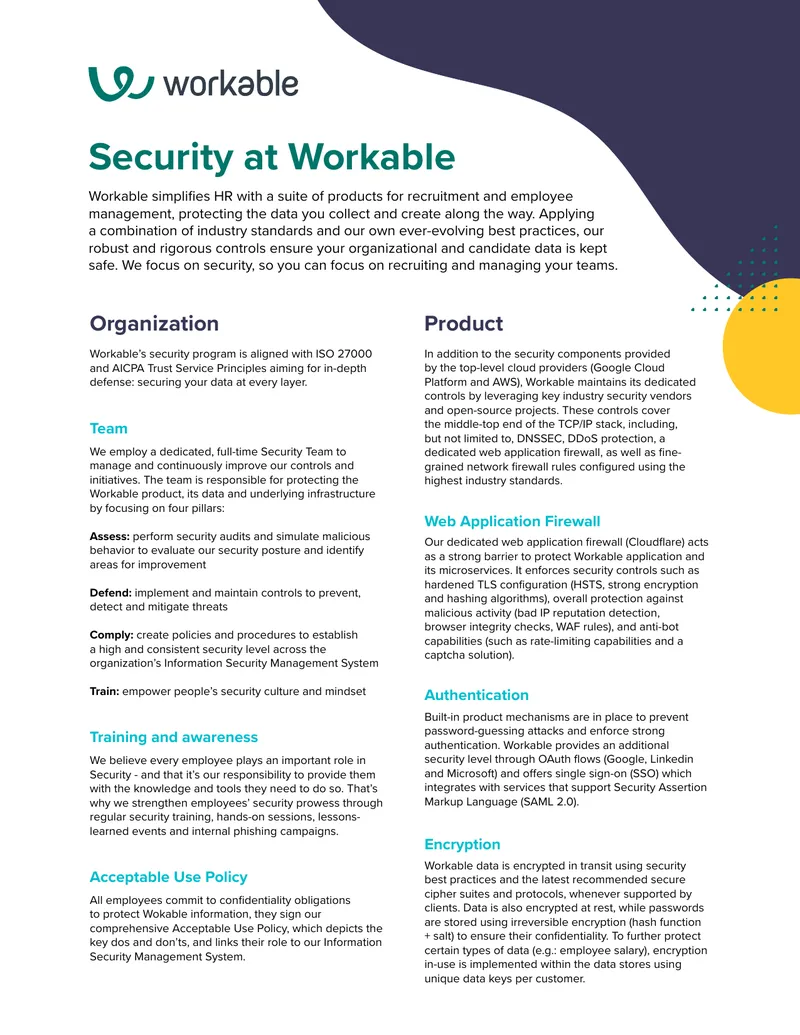 Workable Security and Compliance Framework