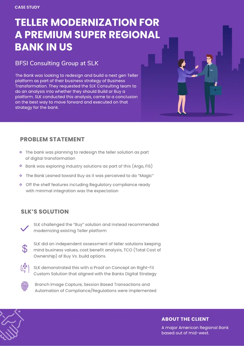 Teller Modernization Case Study for Regional Bank