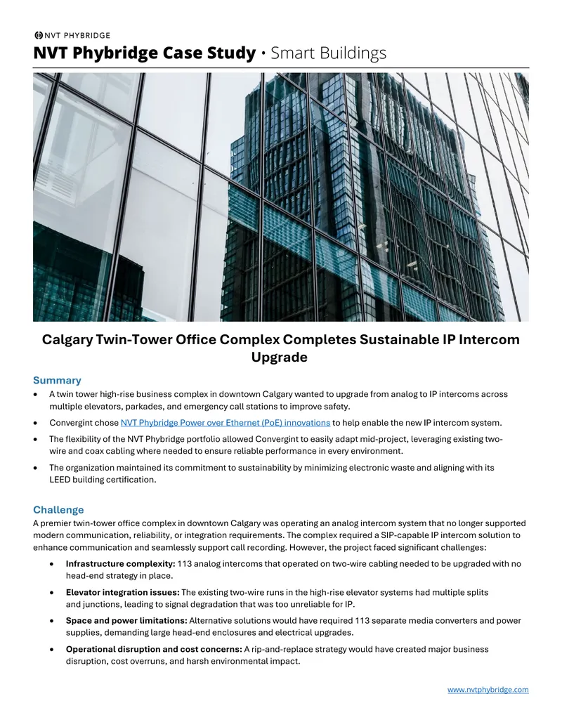 Calgary Twin-Tower Office Complex IP Intercom Upgrade