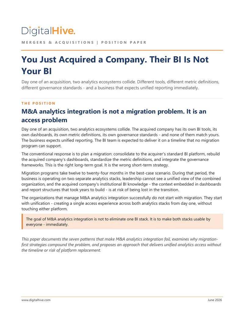M&A Analytics Integration Position Paper