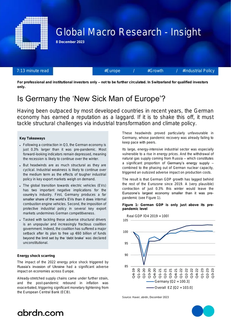 Germany's Economic Challenges and Industrial Policy