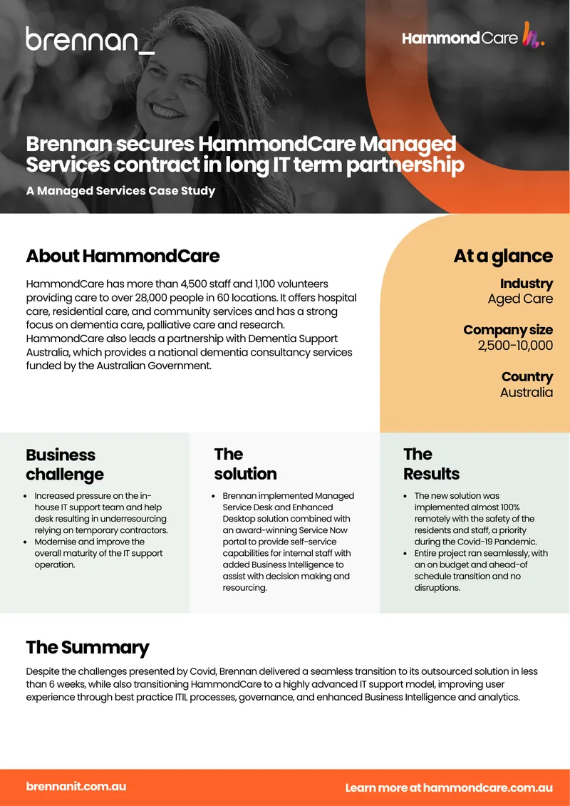 Brennan Managed Services Case Study for HammondCare