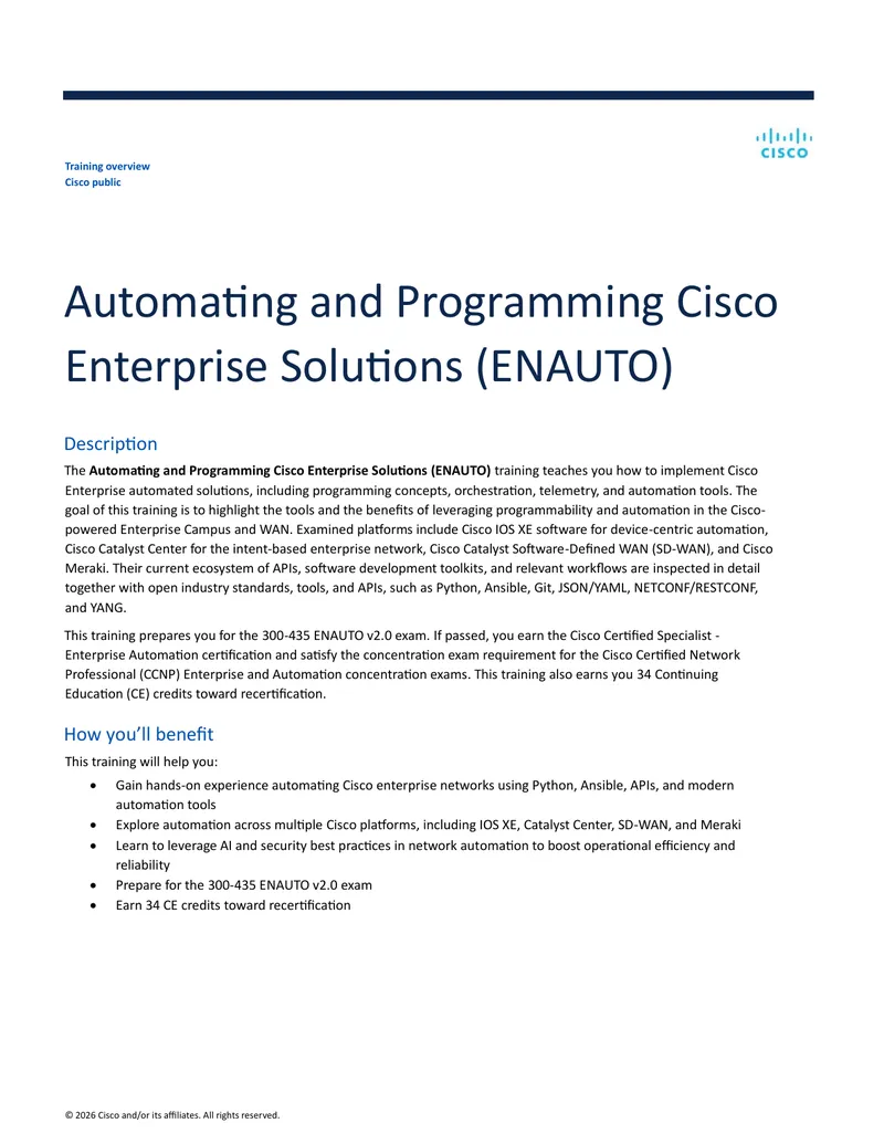 Automating and Programming Cisco Enterprise Solutions Training