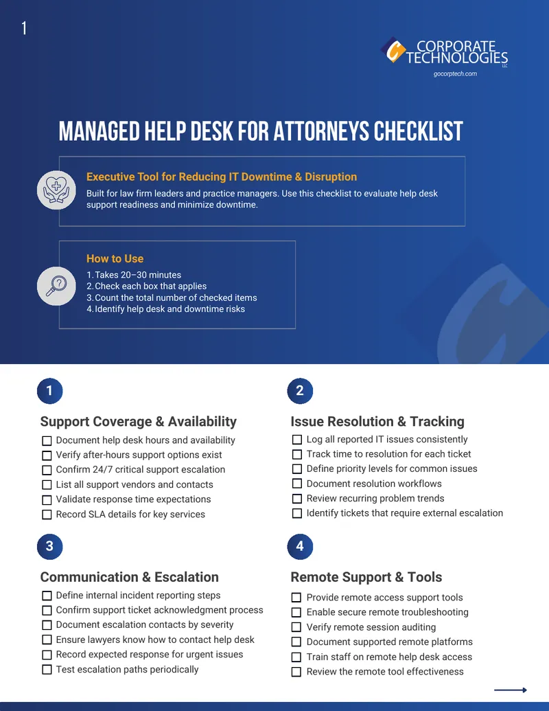 Managed Help Desk for Attorneys Checklist