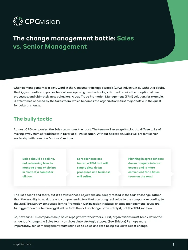 Change Management in Trade Promotion Management