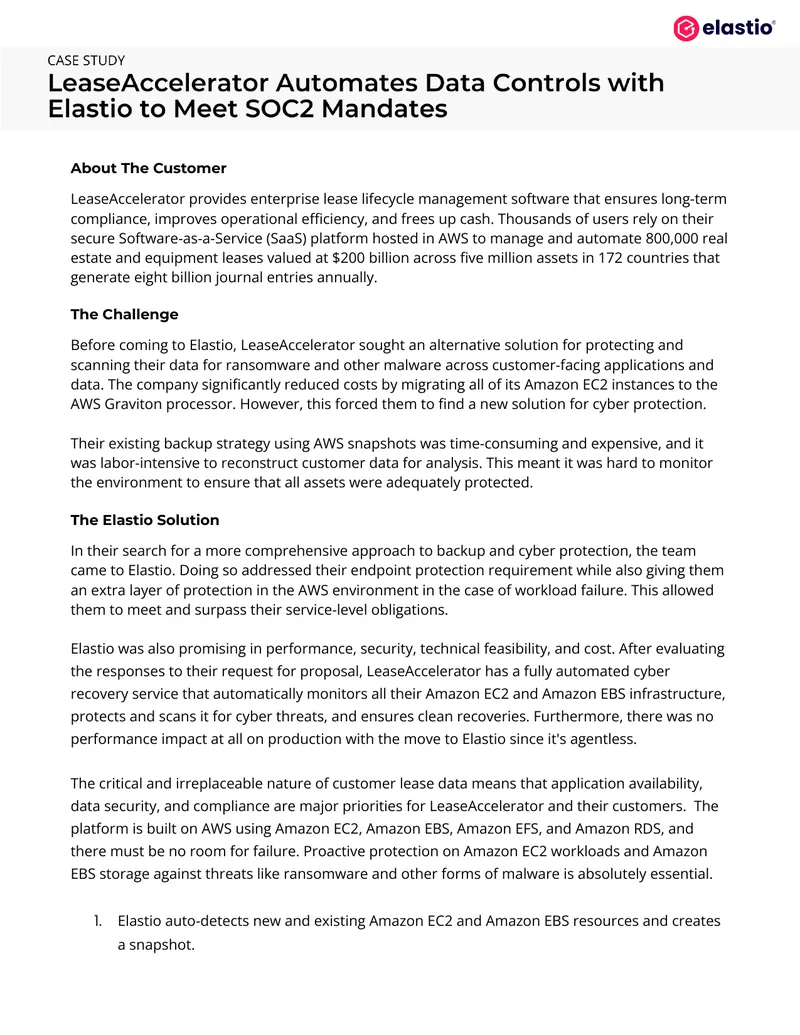 Cyber Protection and Backup Solution for LeaseAccelerator