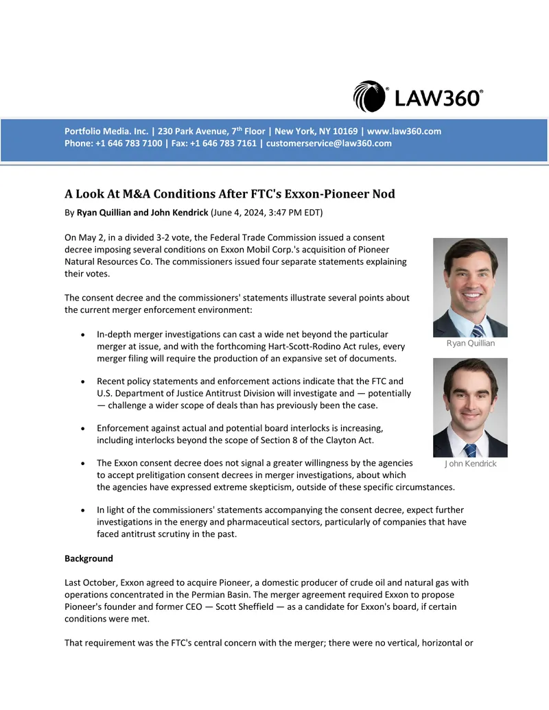 Analysis of FTC's Exxon-Pioneer Merger Conditions
