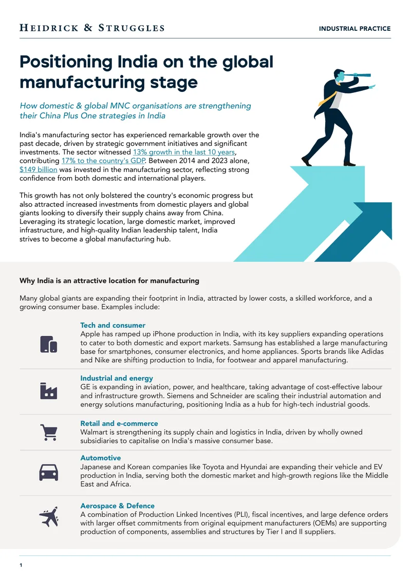 Positioning India as a Global Manufacturing Hub