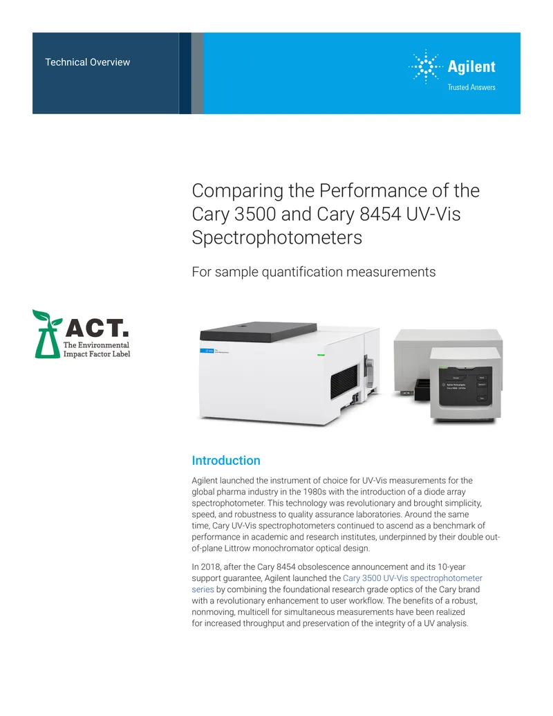 Comparison of Cary 3500 and Cary 8454 UV-Vis Spectrophotometers