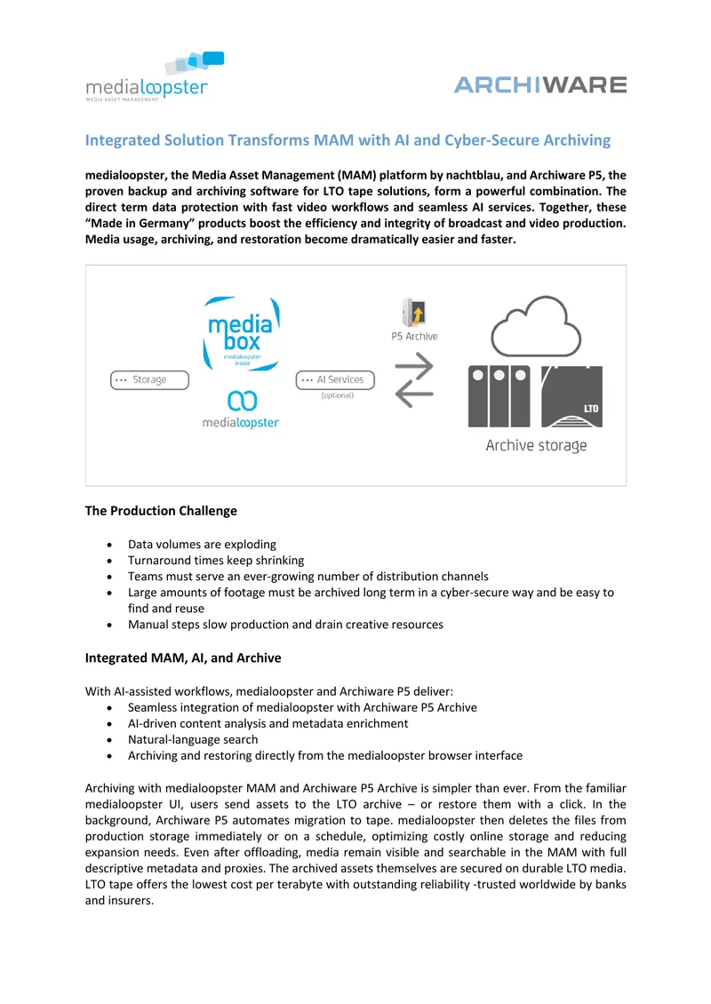 Integrated Media Asset Management and Archiving Solution