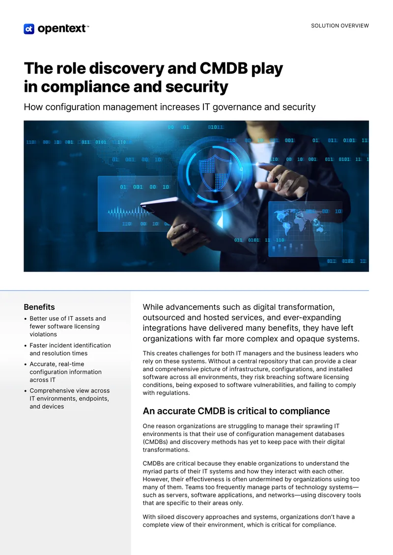 Role of Discovery and CMDB in Compliance and Security